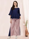 Blue MESMORA MF Trendy Look Khadi Cotton Western Top With Bottom Heavy Collection 1121